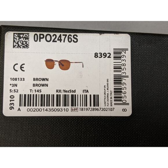 PERSOL PO2476S 108133 Brown Square Unisex Sunglasses, Brown/Brown, 52 mm - Picture 11 of 12